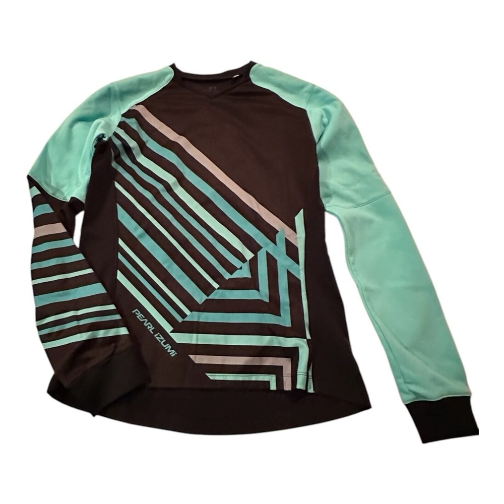 Pearl Izumi Women's Pullover Fleece Size Medium M Long Sleeve Lined Black Green